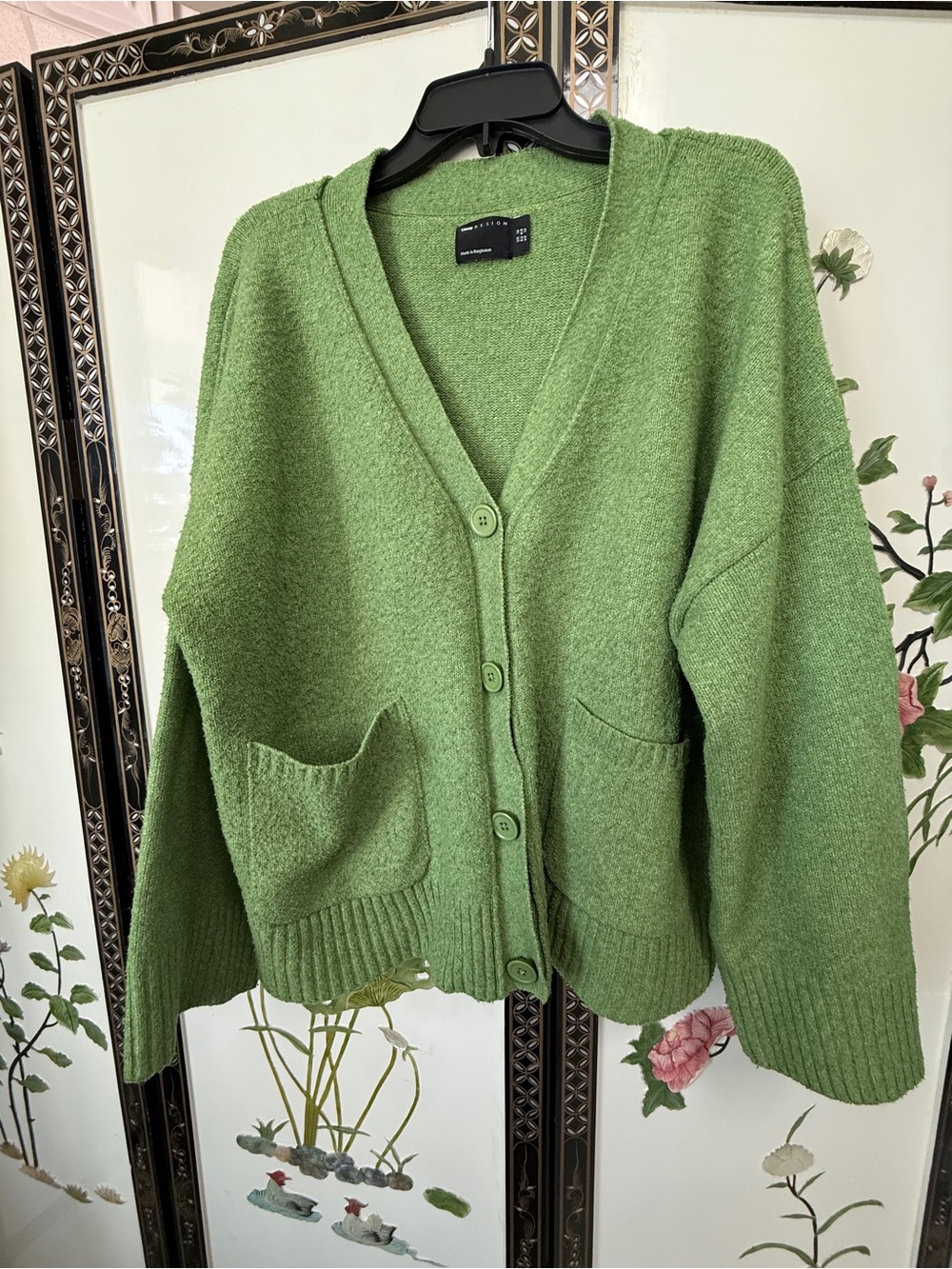 Cottagecore Green V-Neck cozy Button Cardigan Sweater - Layering Piece